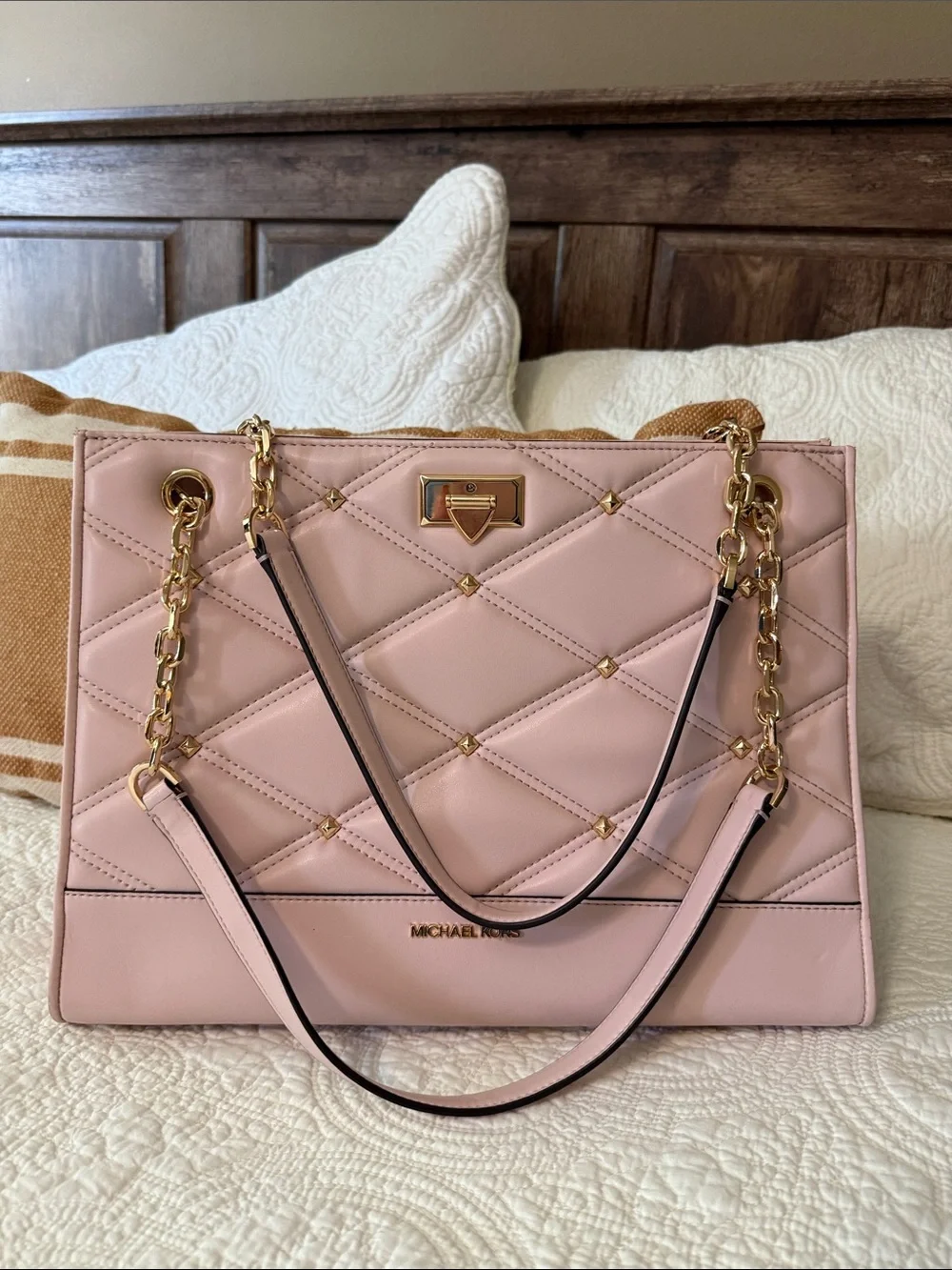 Michael Kors Serena Large Powder Blush Shoulder Bag NWT